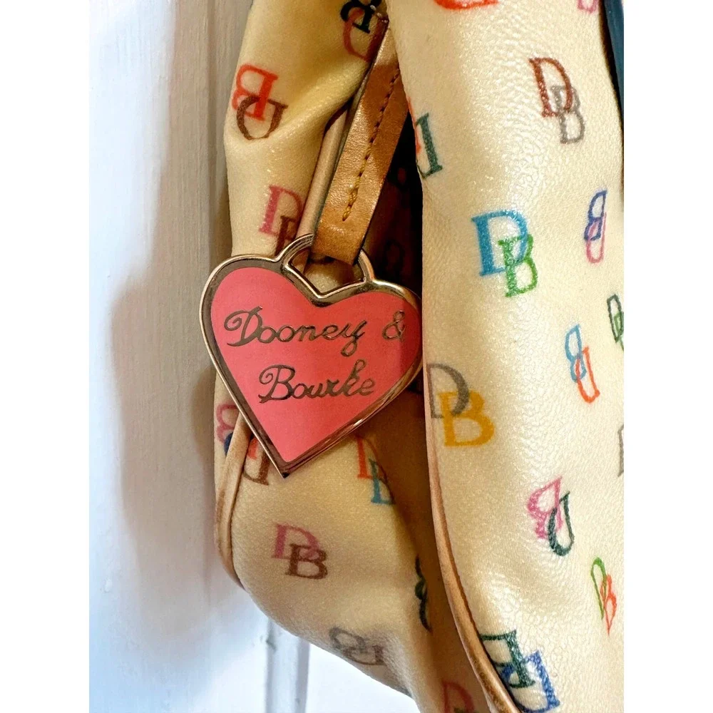 Dooney‎ & Bourke Small Mini Satchel Cream Rainbow Zipper Heart Charm Bag
